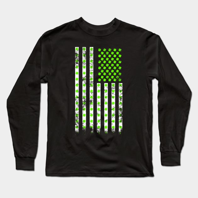 American Shamrock Flag (Neon Green) Long Sleeve T-Shirt by Roufxis